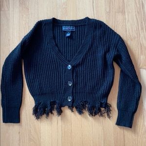 Distressed Black Sweater